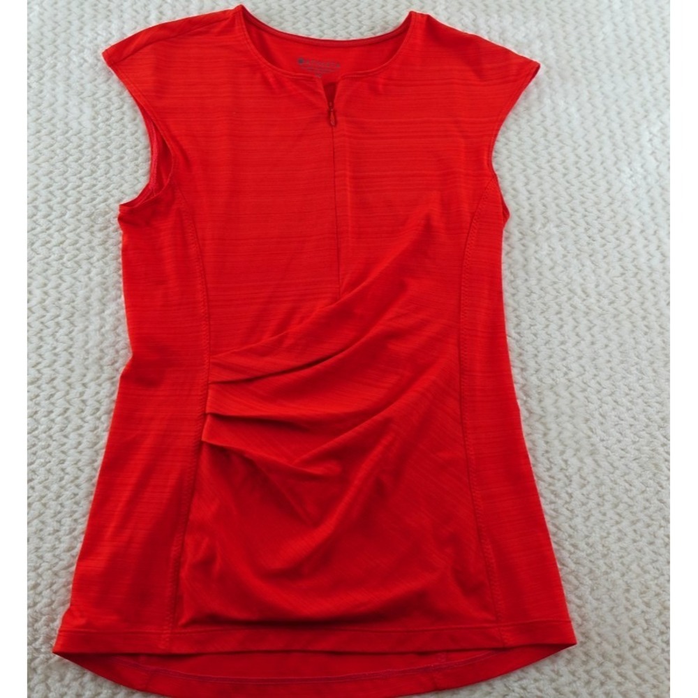 Athleta Shirt Womens  Pacifica Wrap Frond Orange/Red Rash Gaurd 1/4 Zip size xs